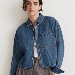 NWOT Madewell Dark Blue Denim Button Up Top Size Medium